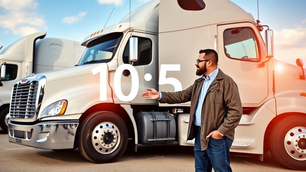 Recruiter meeting a CDL driver next to a semi truck for a fast hiring process