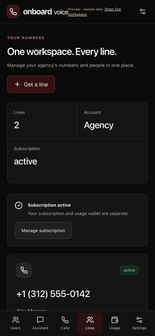 Onboard Voice lines on a phone