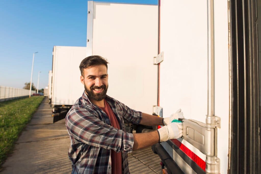 smiling truck driver working