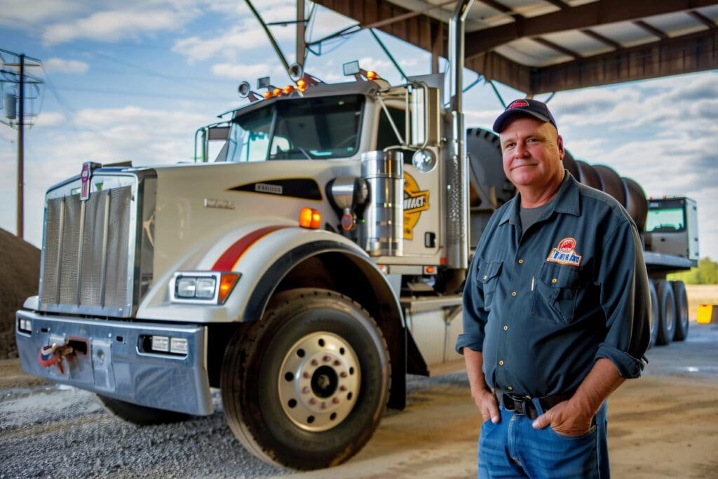 truck driver near the white truck