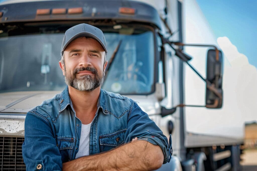 man standing next to truck